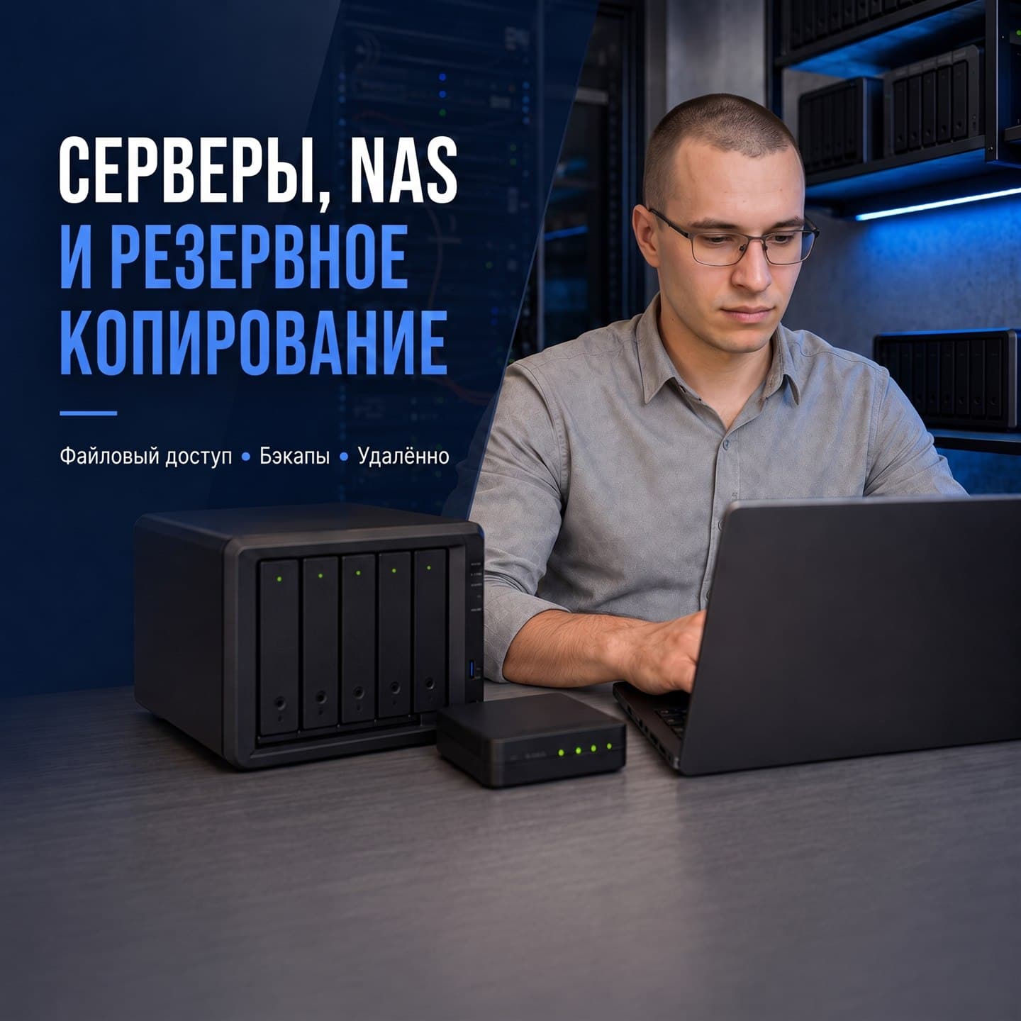 Работа с сервером и сетевым хранилищем NAS